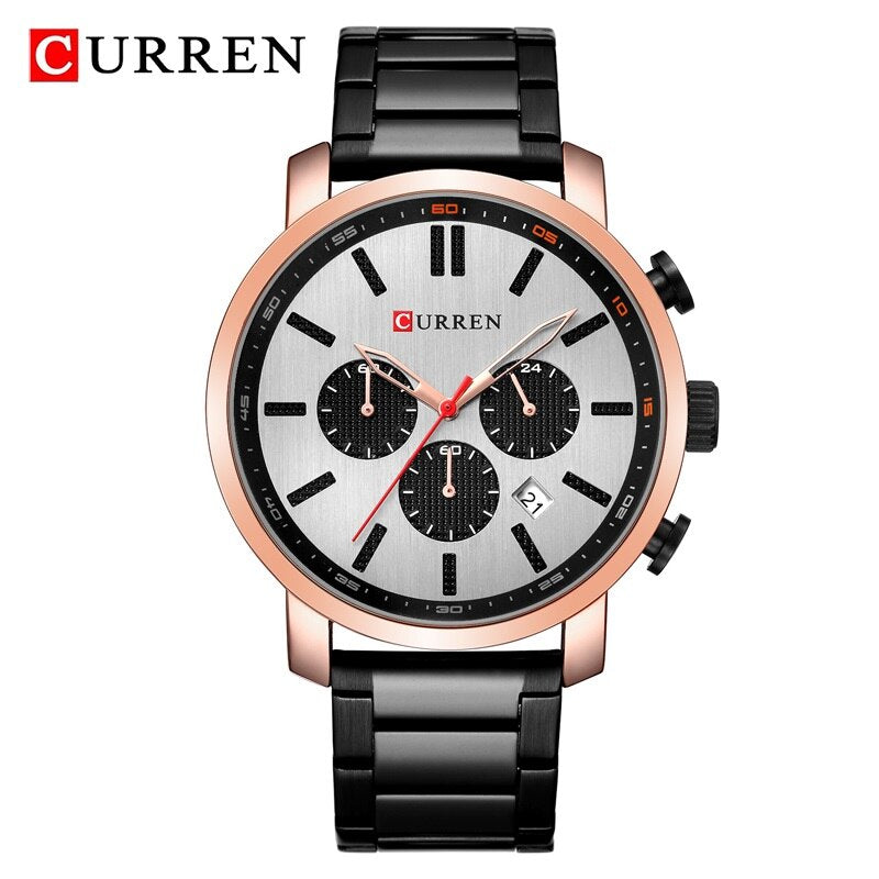 CURREN Fashion Men's Quartz Analog Watch Men Casual Sport Watches Chronograph Stainless Steel Band Male Clock Relogio Masculino