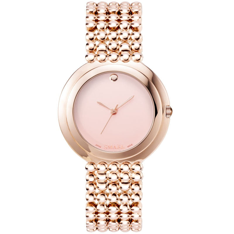 Luxury SMAEL Fashion Ladies Watch Rose Gold Women Watches Elegant Minimalism Bracelets Casual Black Female Clock montre femme