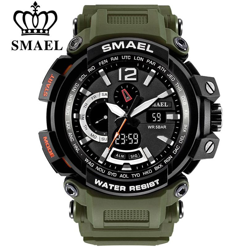 SMAEL Top Brand Luxury Sport Watch Men Digital Watches 5Bar Waterproof Military Dual Display Wristwatches Relogio Masculino 1702