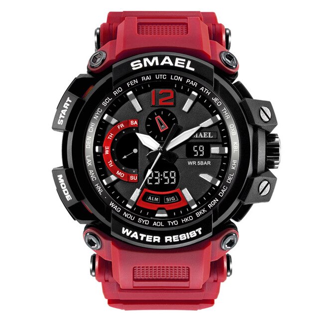 SMAEL Top Brand Luxury Sport Watch Men Digital Watches 5Bar Waterproof Military Dual Display Wristwatches Relogio Masculino 1702