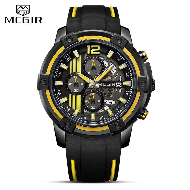 MEGIR Mens Analog Sport Quartz Watch Waterproof Chronograph Men Top Brand Luxury Watches Army Military Clock Relogio Masculino