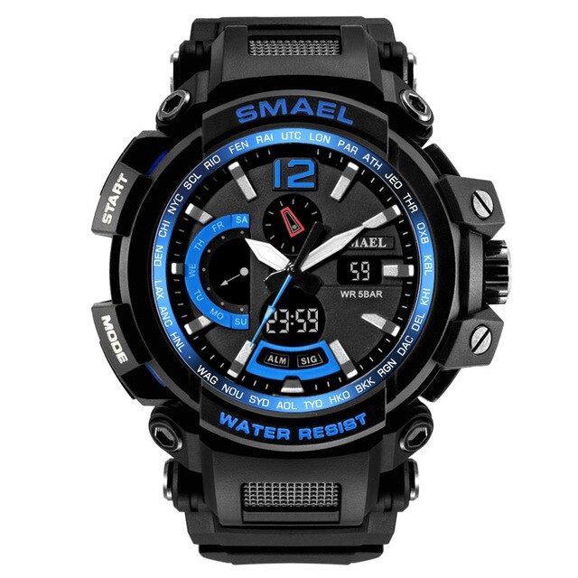 SMAEL Top Brand Luxury Sport Watch Men Digital Watches 5Bar Waterproof Military Dual Display Wristwatches Relogio Masculino 1702