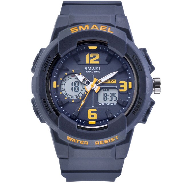 SMAEL Army LED Military Dual Display Wrist Watches Men Golden Digital Sports Watches Men Clock Quartz Watch Relogio Masculino