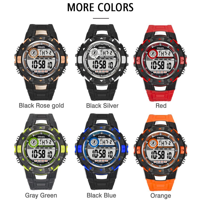 SMAEL Men Sports Watches Digital LED Light Watch Mens Military Watches Top Brand Luxury Electronic Wristwatches Relojes Hombre