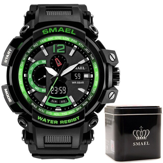 SMAEL Top Brand Luxury Sport Watch Men Digital Watches 5Bar Waterproof Military Dual Display Wristwatches Relogio Masculino 1702