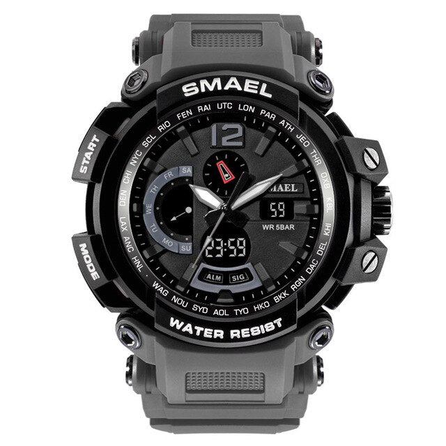 SMAEL Top Brand Luxury Sport Watch Men Digital Watches 5Bar Waterproof Military Dual Display Wristwatches Relogio Masculino 1702