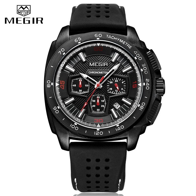 MEGIR Mens Watch Top Luxury Brand Men Analog Sport Quartz Watches Silicone Strap Waterproof Army Military Chronograph Male Clock