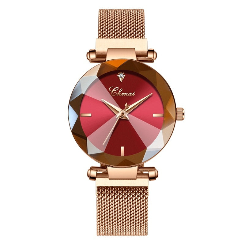 CHENXI Brand Gem Cut Geometry Clock Wristwatches Ladies Luxury Quartz Watches Women Dress Watch Woman Relogio Feminino 4 Color
