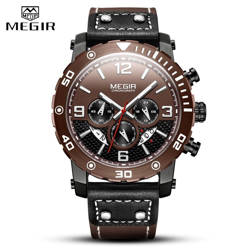 MEGIR New Fashion Blue Men Watch Luxury Brand Chronograph Male Military Sport Waterproof Watch Analog Quartz Relogio Masculino