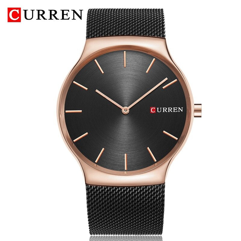 CURREN Luxury Brand Watch Analog Display Clock Men's Quartz Wrist Watch Steel Mesh Slim Watch Mens Watches relogio masculino