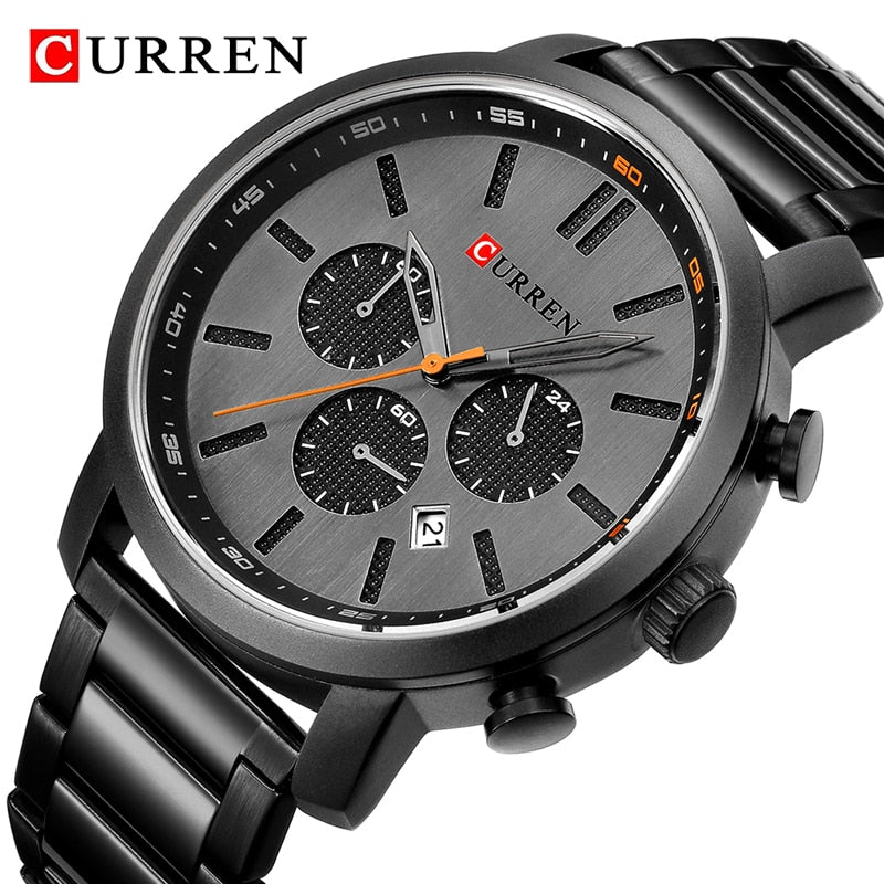 CURREN Fashion Men's Quartz Analog Watch Men Casual Sport Watches Chronograph Stainless Steel Band Male Clock Relogio Masculino