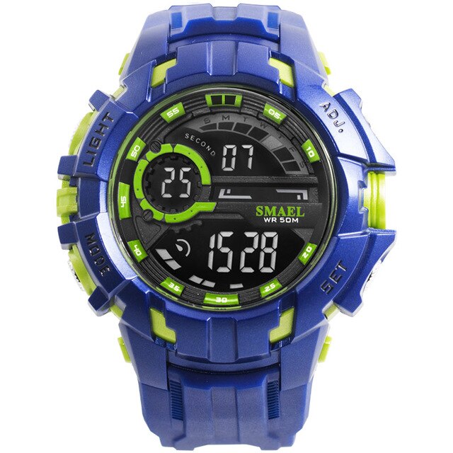 smael men LED digital clock wristwatches golden electronic big dial watches mens 50M waterproof outdoor sports watch military