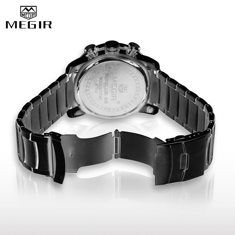 MEGIR Watch Men Fashion Sport Quartz Mens Watches Waterproof Full Steel Business Chronograph Date Male Relogio Masculino