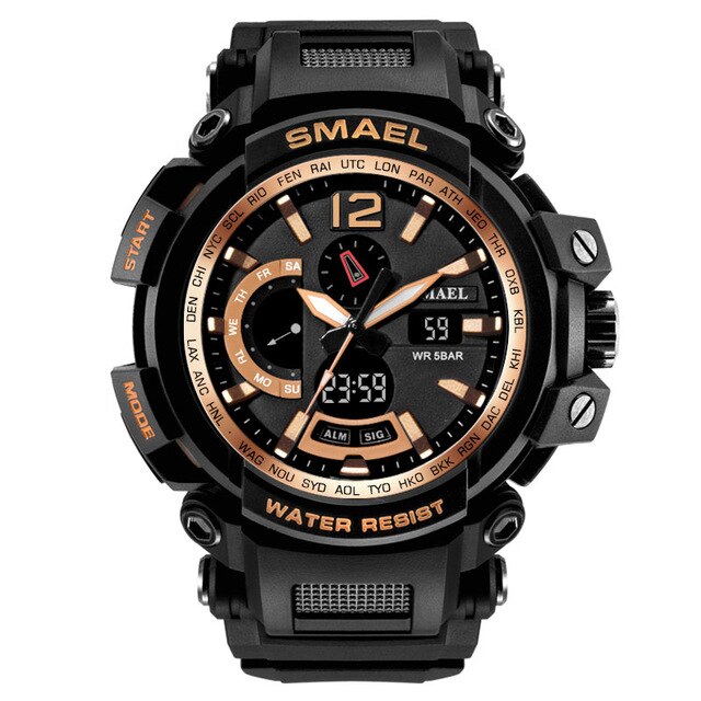 SMAEL Top Brand Luxury Sport Watch Men Digital Watches 5Bar Waterproof Military Dual Display Wristwatches Relogio Masculino 1702