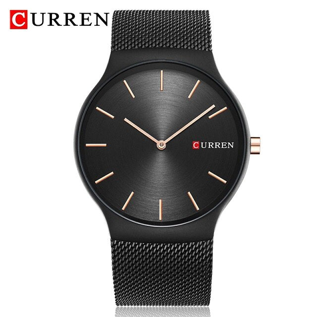 CURREN Luxury Brand Watch Analog Display Clock Men's Quartz Wrist Watch Steel Mesh Slim Watch Mens Watches relogio masculino