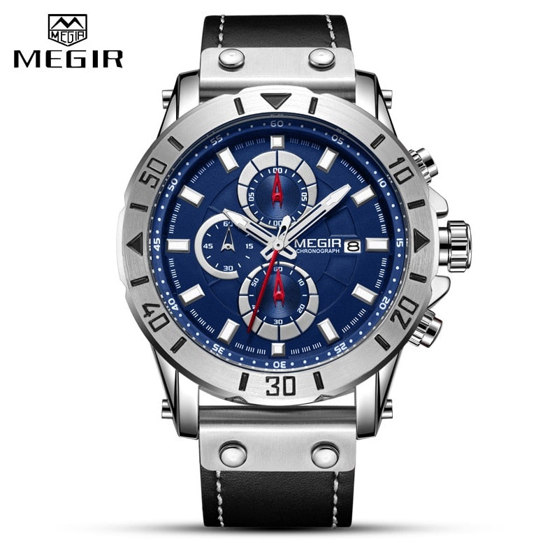 Top Luxury Brand MEGIR Mens Sports Watches Waterproof 24 Hour Date Quartz Watch Men Full Steel Military Wrist Watch Male Clock