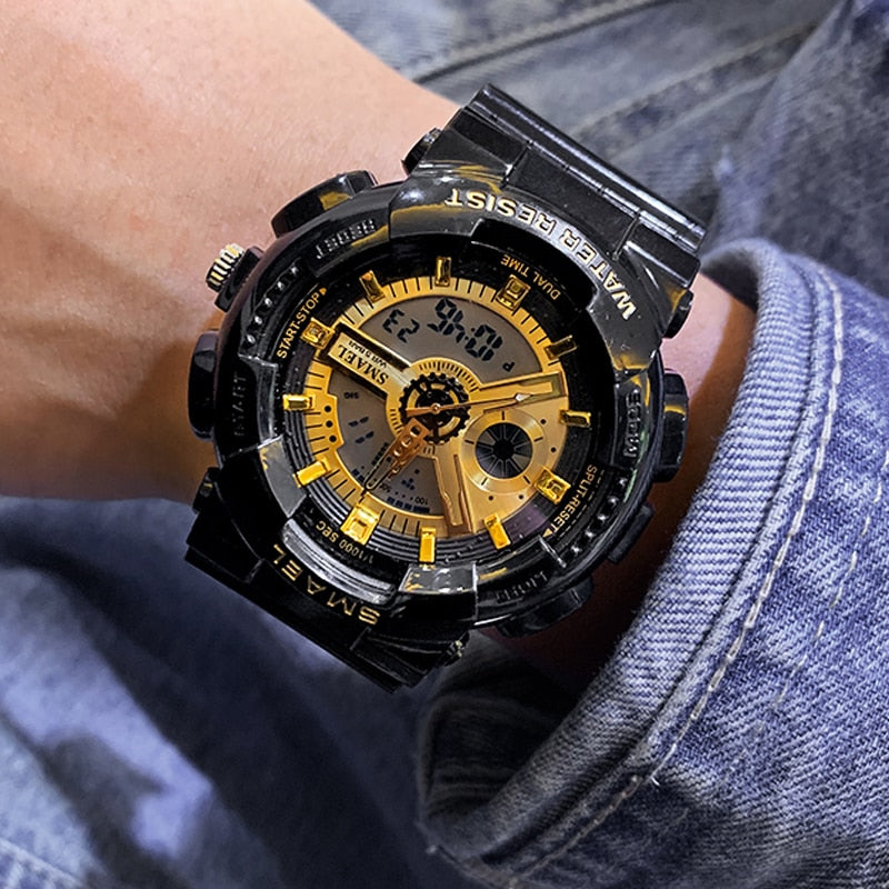 SMAEL Top Brand Men's Watches Luxury LED Sport Waterproof Military Watch Men Casual Digital Chronograph Clock Relogios Masculino