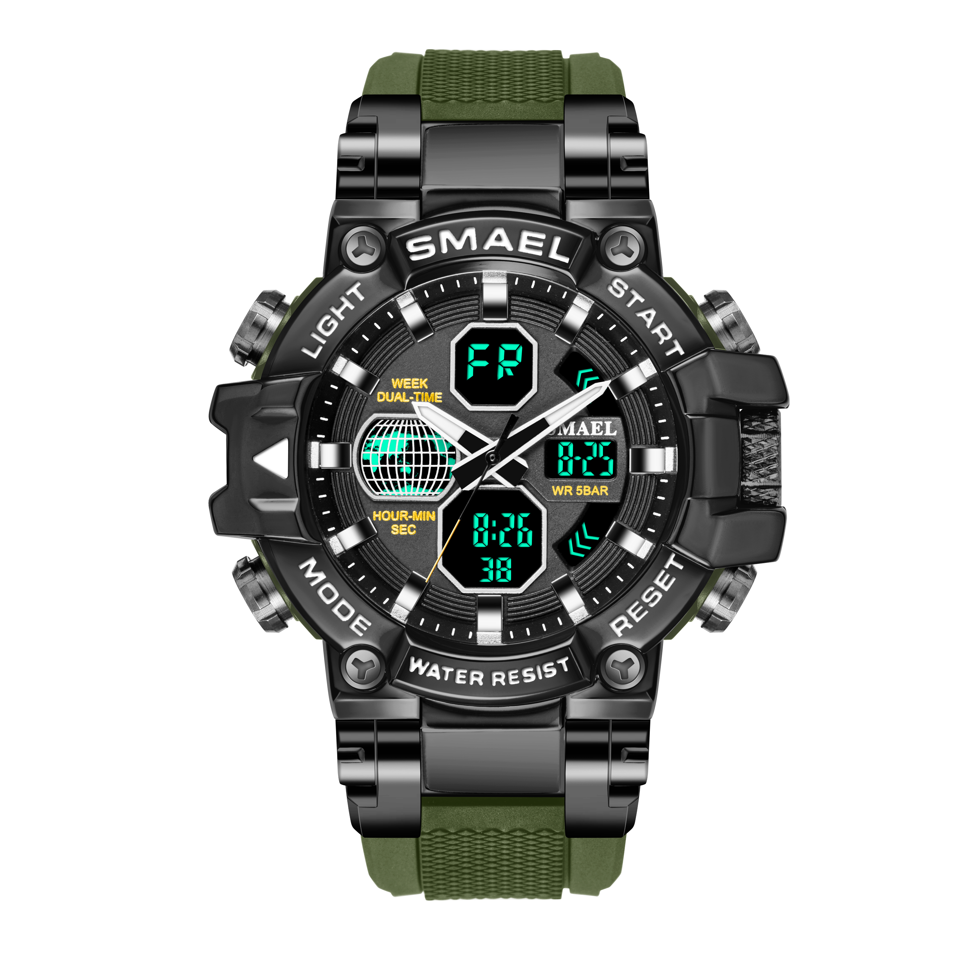 SMAEL Top Brand Men Sports Watches Military Hyun-chae Case Waterproof Multifunction Wristwatch Quartz Watch for Men Clock 8027