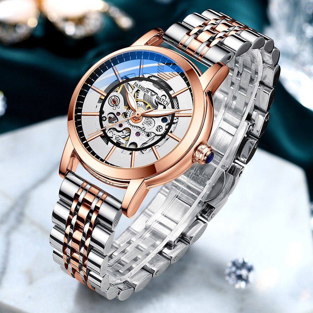 CHENXI Fashion Women Mechanical Watch Top Brand Luxury Waterproof Luminous Date Clock Ladies Automatic Quartz Wristwatches