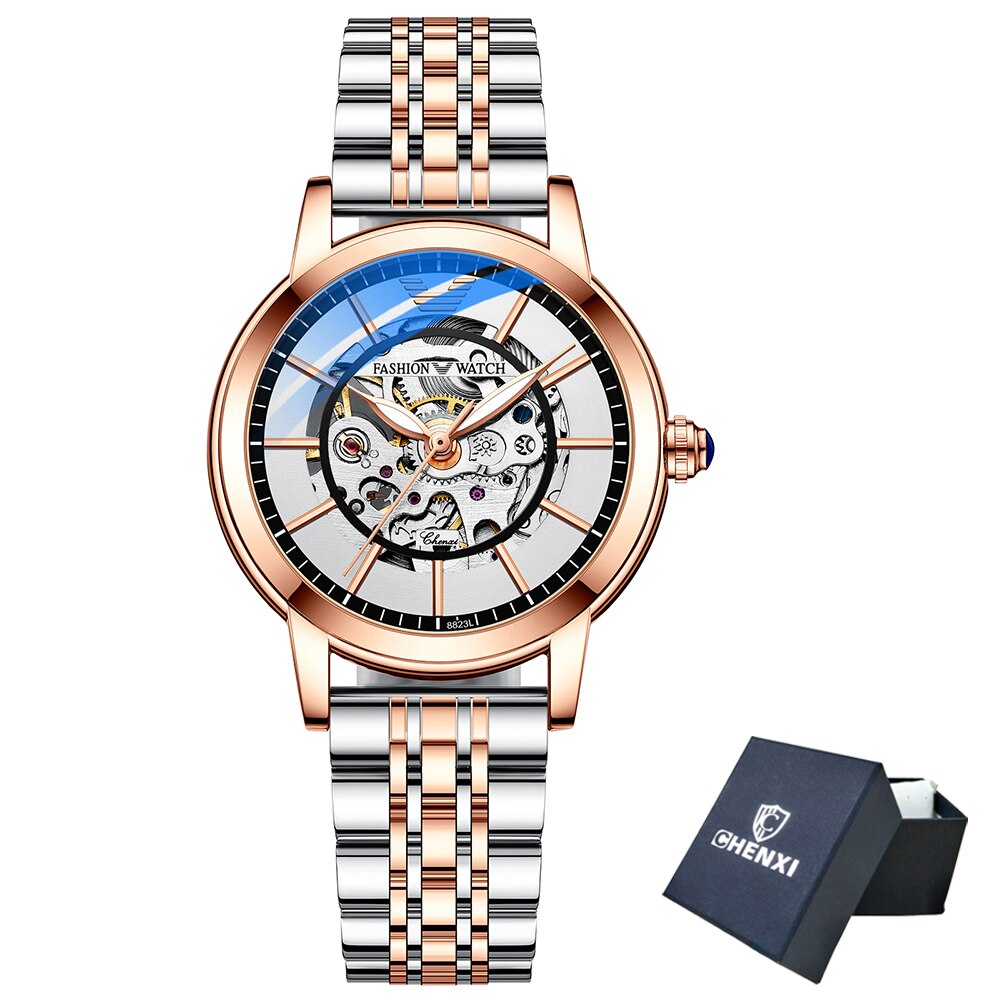 CHENXI Fashion Women Mechanical Watch Top Brand Luxury Waterproof Luminous Date Clock Ladies Automatic Quartz Wristwatches