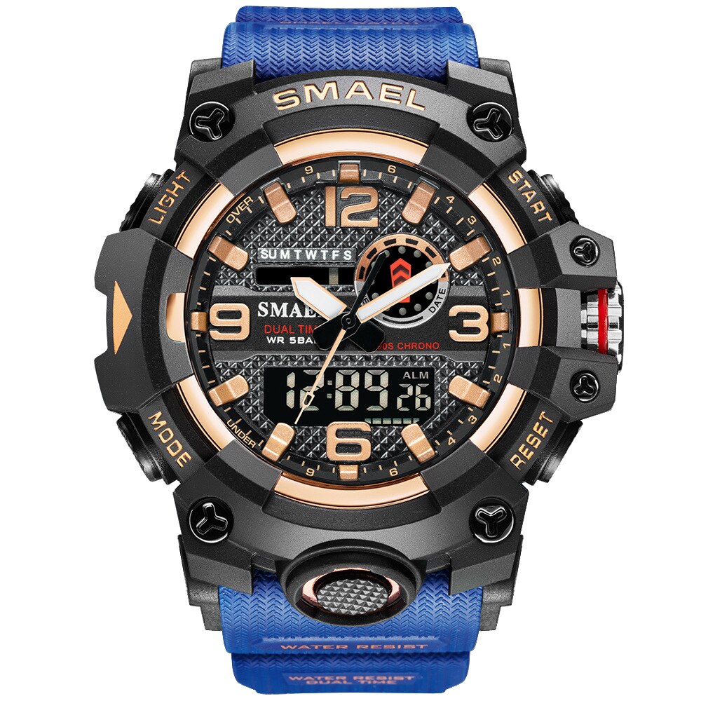 SMAEL Mens Sports Watches Waterproof Military LED Digital Quartz Watch Men Electronic Wristwatch Fashion Student Alarm Stopwatch