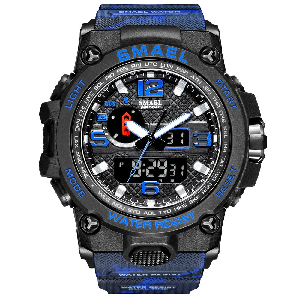 SMAEL Fashion Sport Watch Men Alarm Clock Camouflage Waterproof Week Display Men Watches Digital Watch relogio masculino 1545B