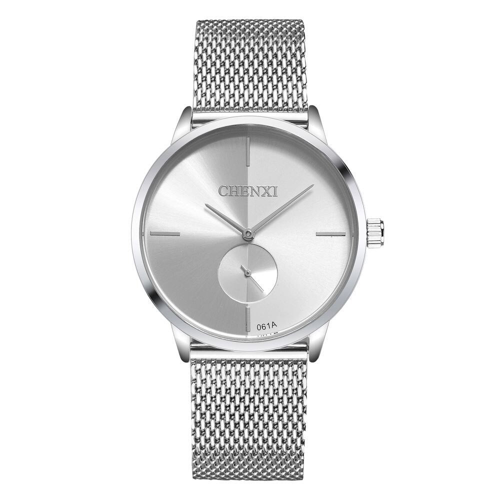 CHENXI Fashion Brand Quartz Lovers Watches Waterproof Stainless Steel Mesh Watch for Men and Women Business Style Wristwatch