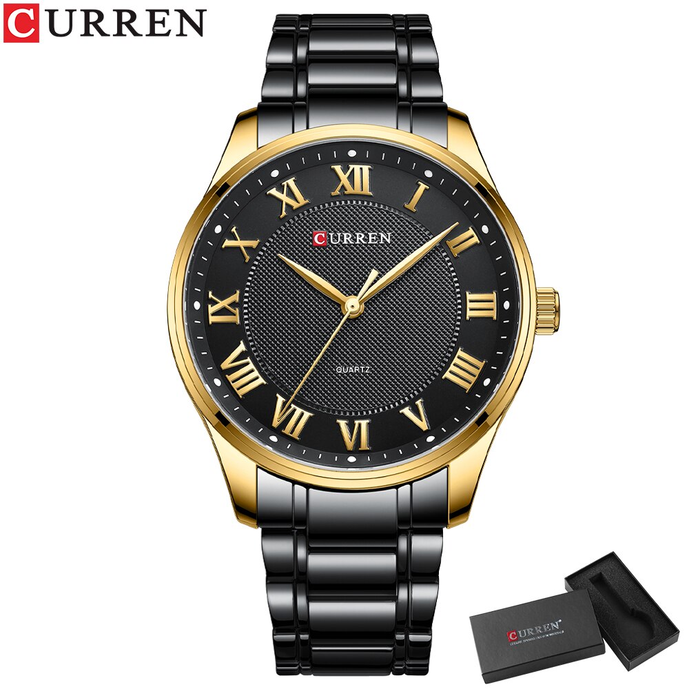 CURREN Men Watch Stainless Steel Simple Quartz Wristwatches High Quality Business Man Waterproof Luminous Watches Clock Male