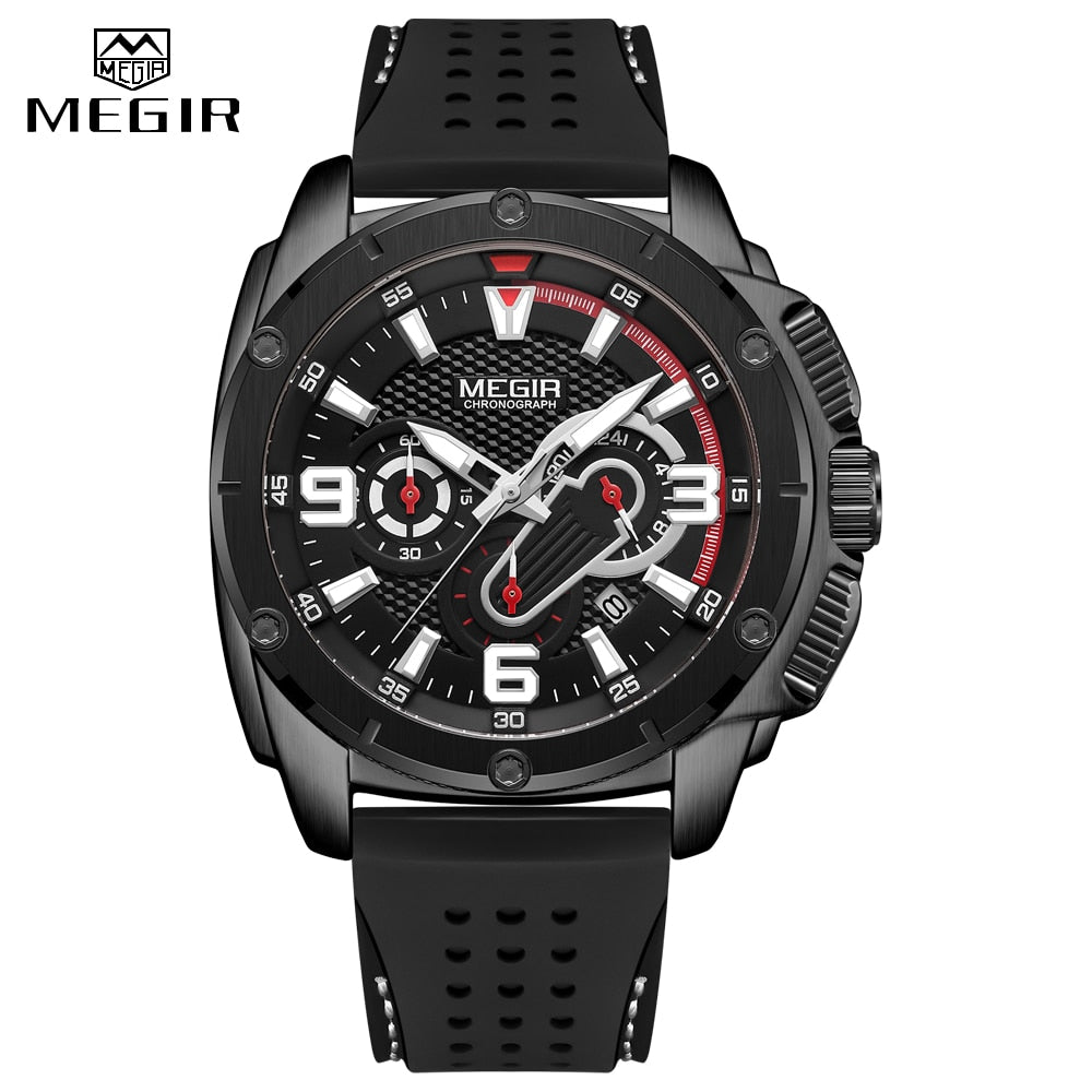 MEGIR Fashion Watch Mens Chronograph Luxury Brand Sport Quartz Watch Men Military Waterproof Analog Wristwatch Relogio Masculino