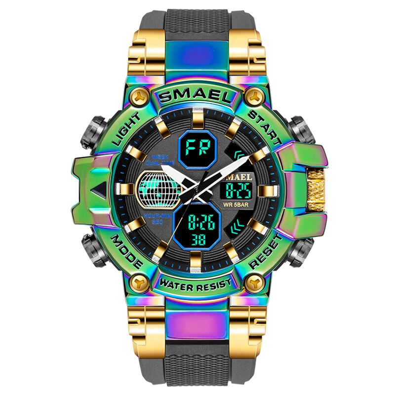 SMAEL Top Brand Men Sports Watches Military Hyun-chae Case Waterproof Multifunction Wristwatch Quartz Watch for Men Clock 8027