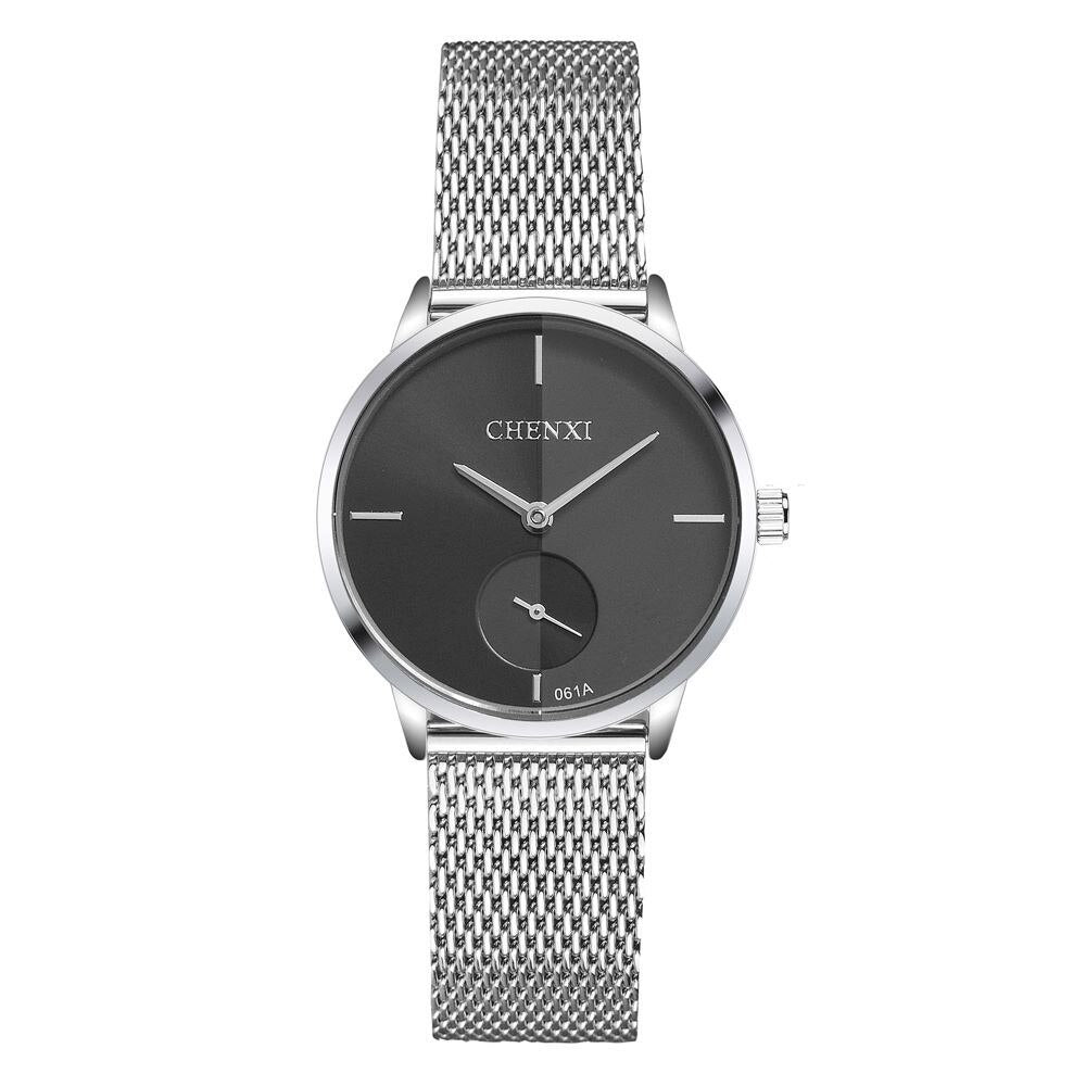 CHENXI Fashion Brand Quartz Lovers Watches Waterproof Stainless Steel Mesh Watch for Men and Women Business Style Wristwatch