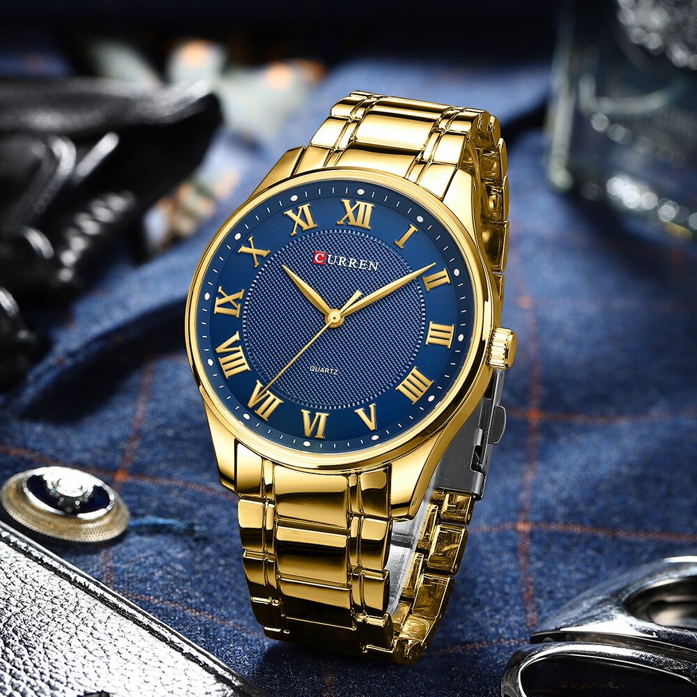 CURREN Men Watch Stainless Steel Simple Quartz Wristwatches High Quality Business Man Waterproof Luminous Watches Clock Male