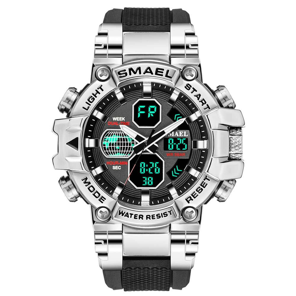 SMAEL Top Brand Men Sports Watches Military Hyun-chae Case Waterproof Multifunction Wristwatch Quartz Watch for Men Clock 8027