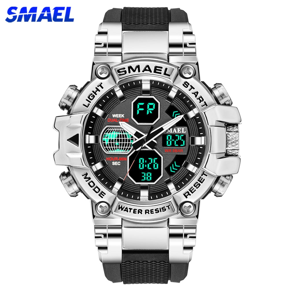 SMAEL Top Brand Men Sports Watches Military Hyun-chae Case Waterproof Multifunction Wristwatch Quartz Watch for Men Clock 8027