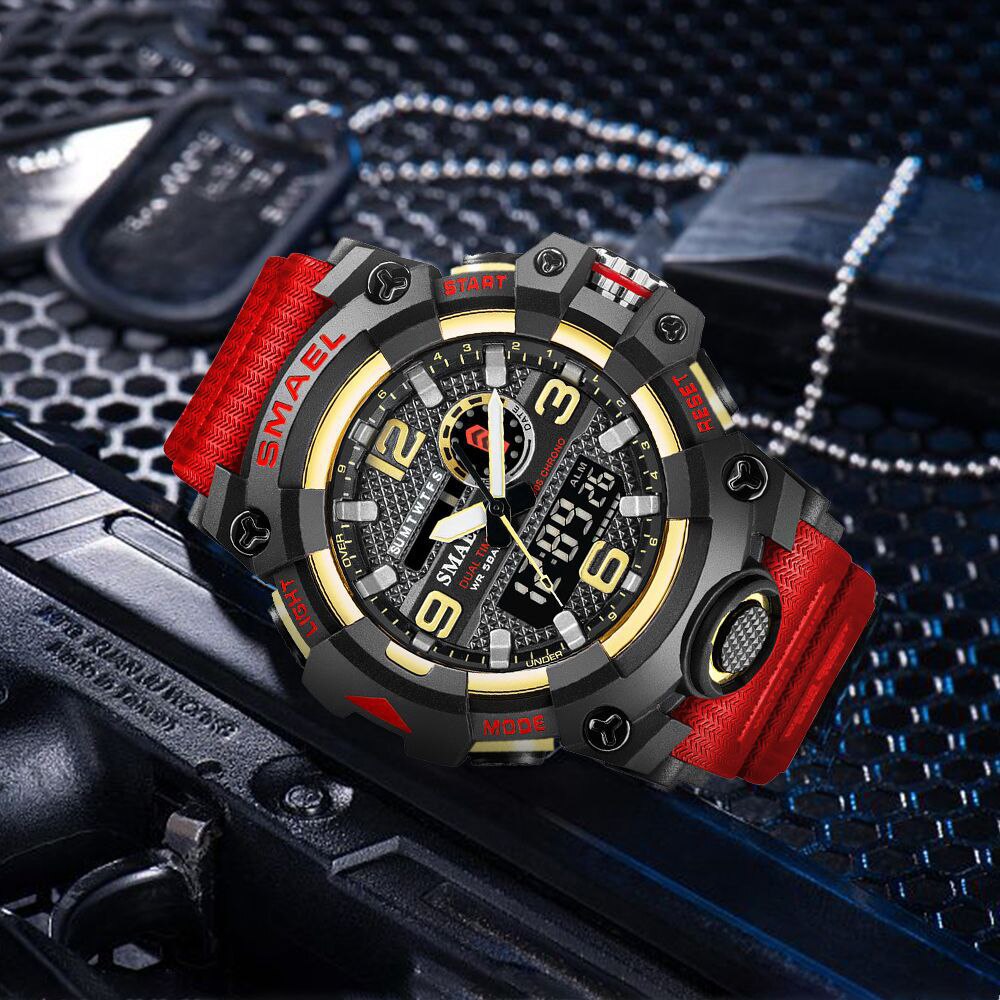 SMAEL Mens Sports Watches Waterproof Military LED Digital Quartz Watch Men Electronic Wristwatch Fashion Student Alarm Stopwatch