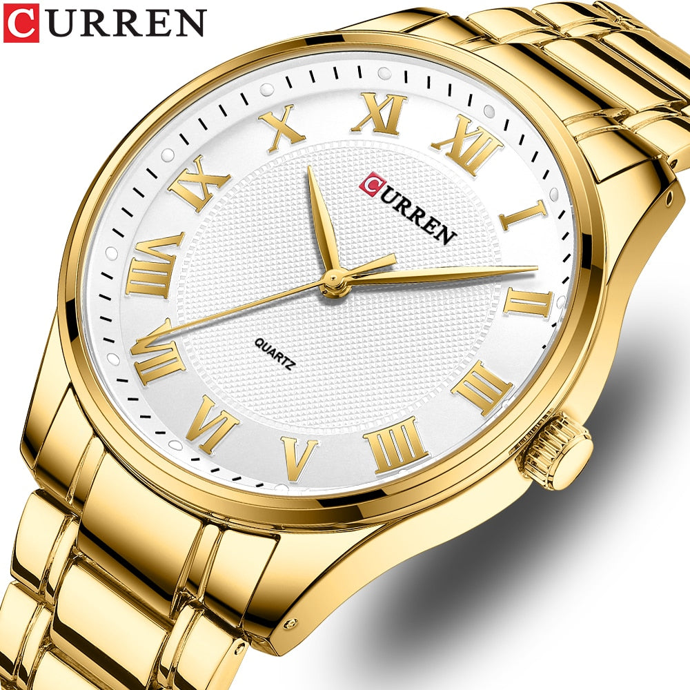 CURREN Men Watch Stainless Steel Simple Quartz Wristwatches High Quality Business Man Waterproof Luminous Watches Clock Male