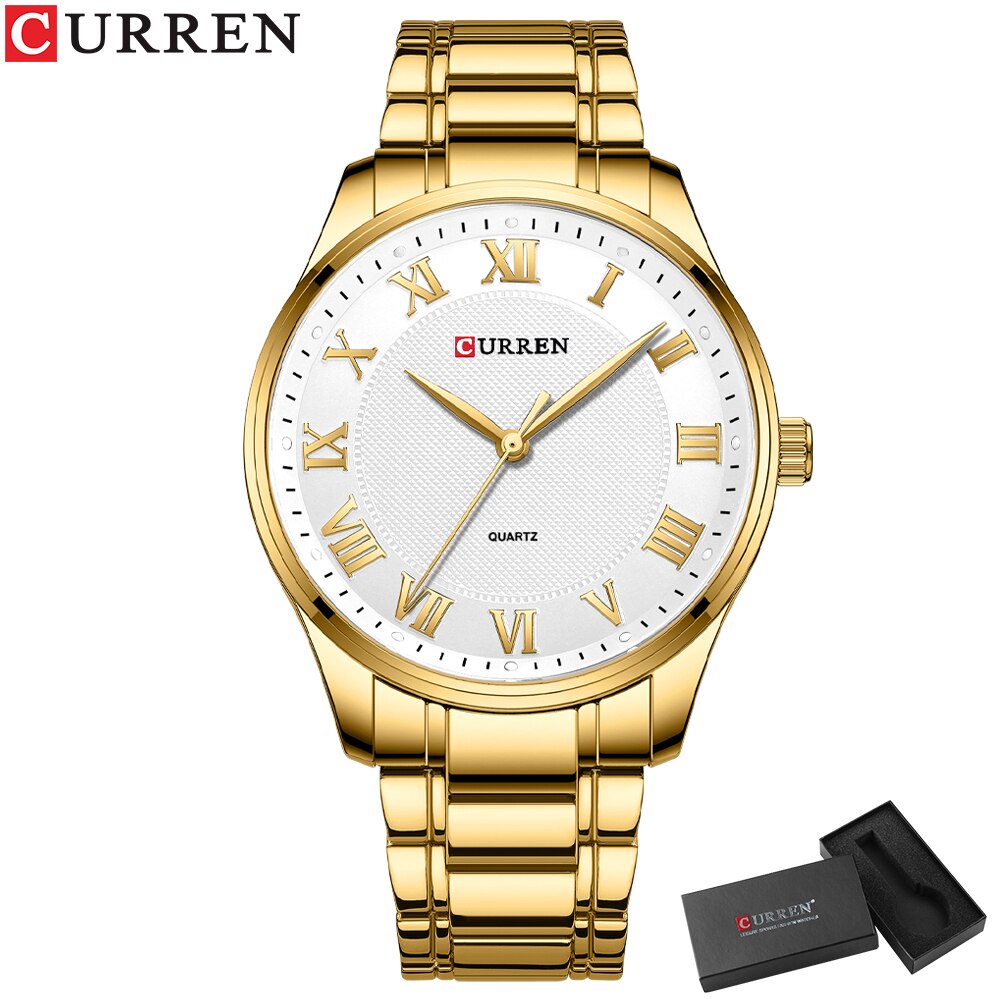 CURREN Men Watch Stainless Steel Simple Quartz Wristwatches High Quality Business Man Waterproof Luminous Watches Clock Male