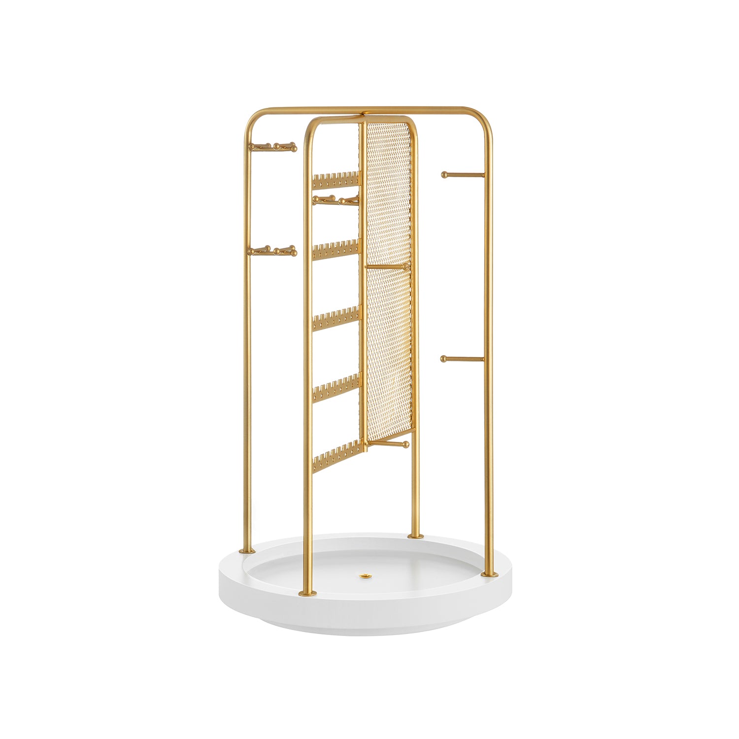 SONGMICS Rotating Jewellery Stand with a Bottom Tray Champagne Gold