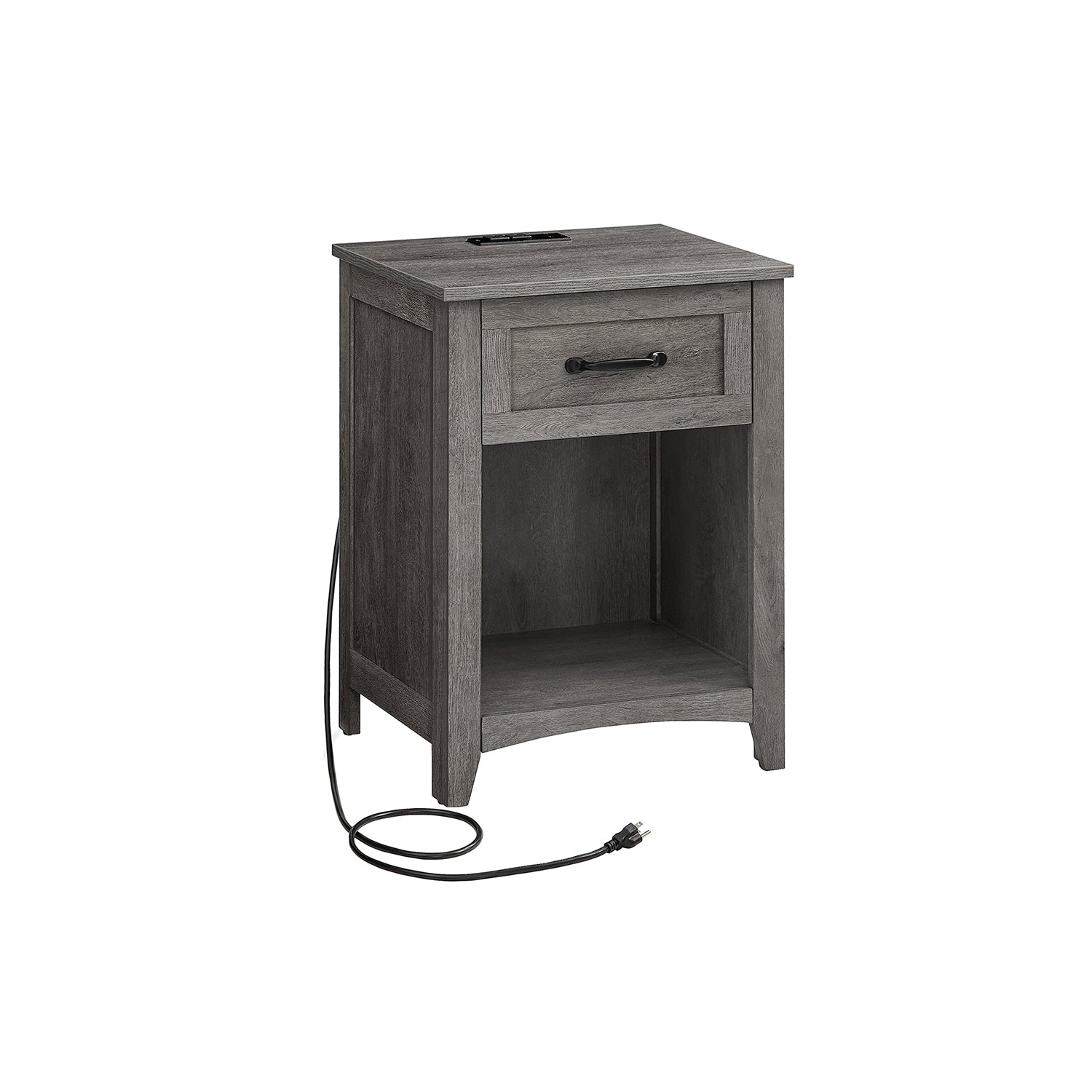 VASAGLE Nightstands with Charging Station and Open Compartment Rustic White and Honey Brown