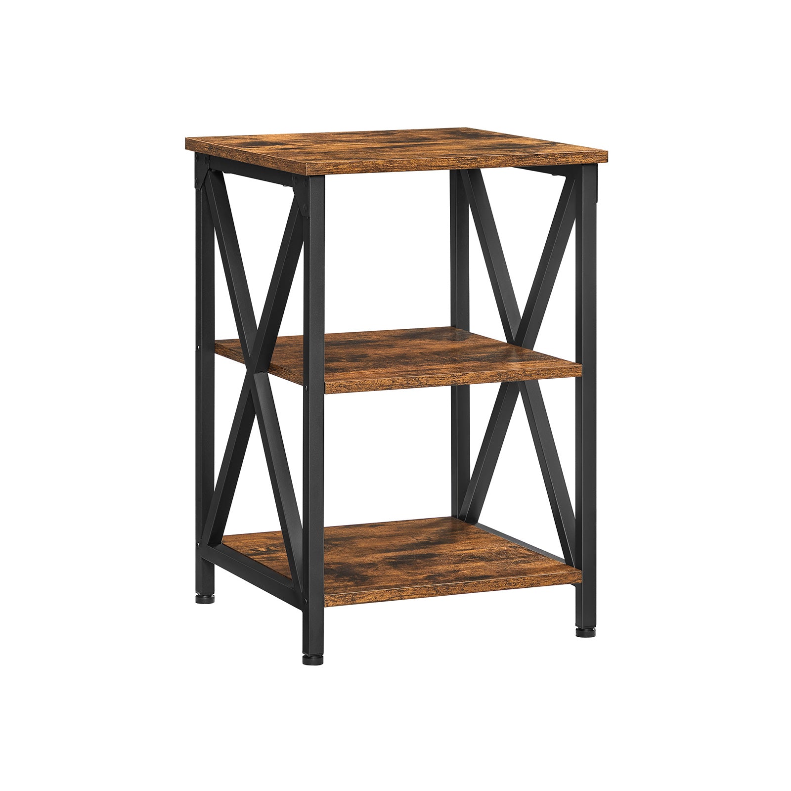 VASAGLE Industrial Brown 3-Layer Metal Frame Side Table