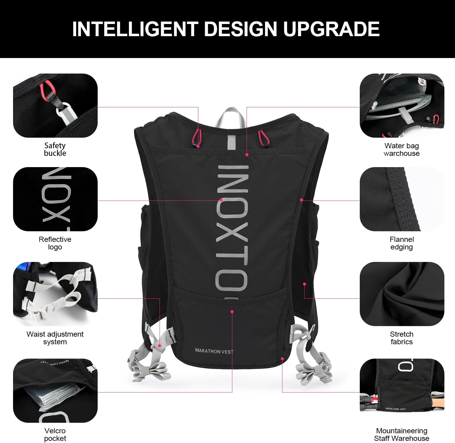 INOXTO  Running Hydration Vest Backpack