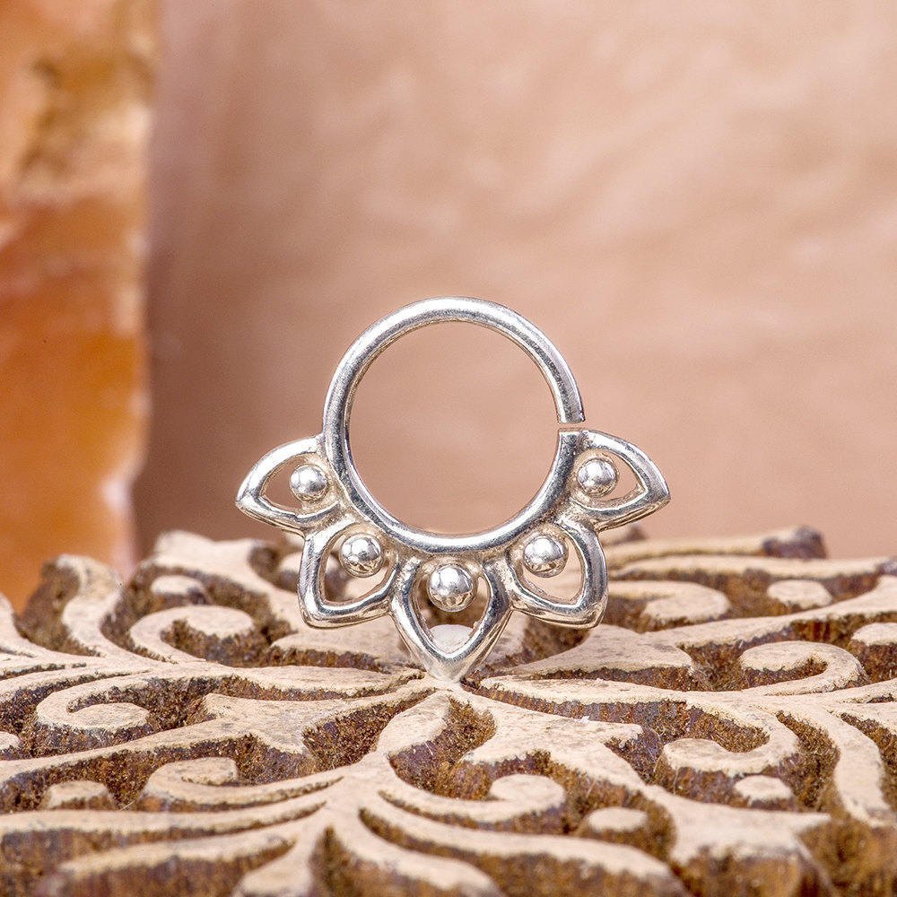 Flower Silver Septum Ring