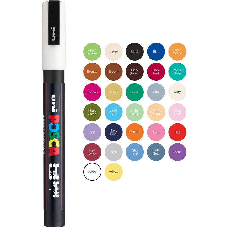 uni?? Posca PC-3M Paint Markers - 6 / PK - Fine Marker Point - Blue Water Based, Pigment-based Ink - 6 / Pack