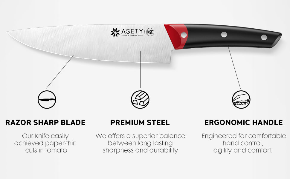 Aiheal Knife Set, 17 Pieces Stainless Steel Kitchen Knife Set with Clear  Acrylic Knife Stand, Super Sharp knives in One Piece Design