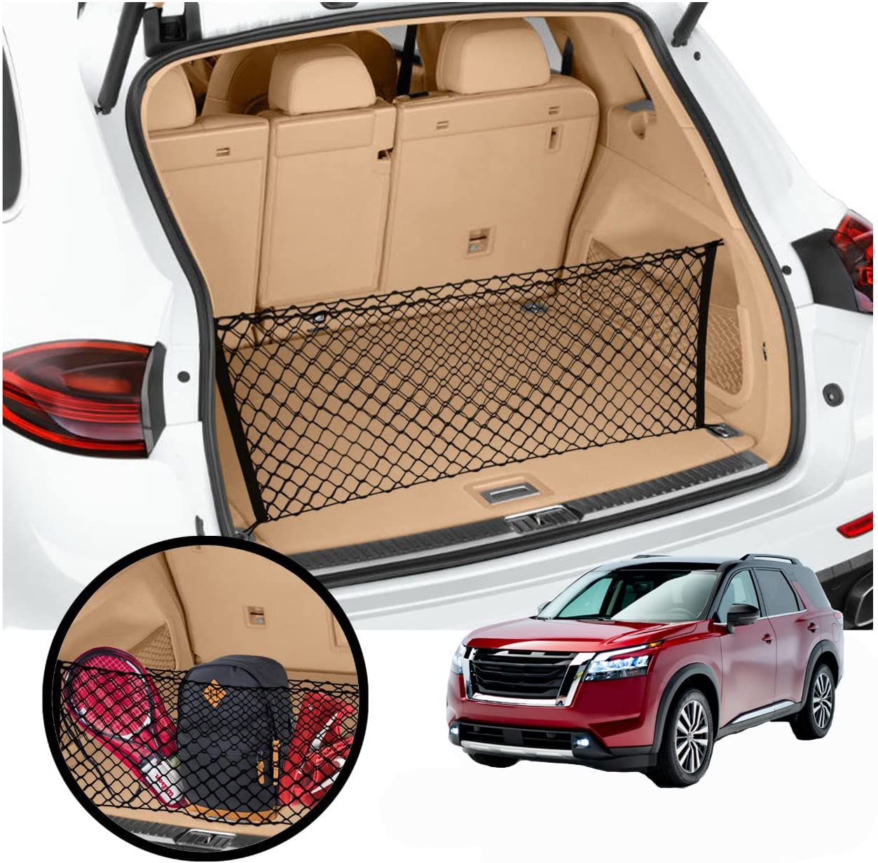 Envelope Style Trunk Cargo Net for Nissan Pathfinder S SV SL 2022-2023