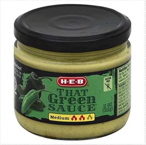 HEB That Green Sauce Medium 2 Pack Jalape?os, Poblanos. Sour Cream 11 Fl.oz Great for Football Parties, Tacos, Eggs, Fajitas and Chips