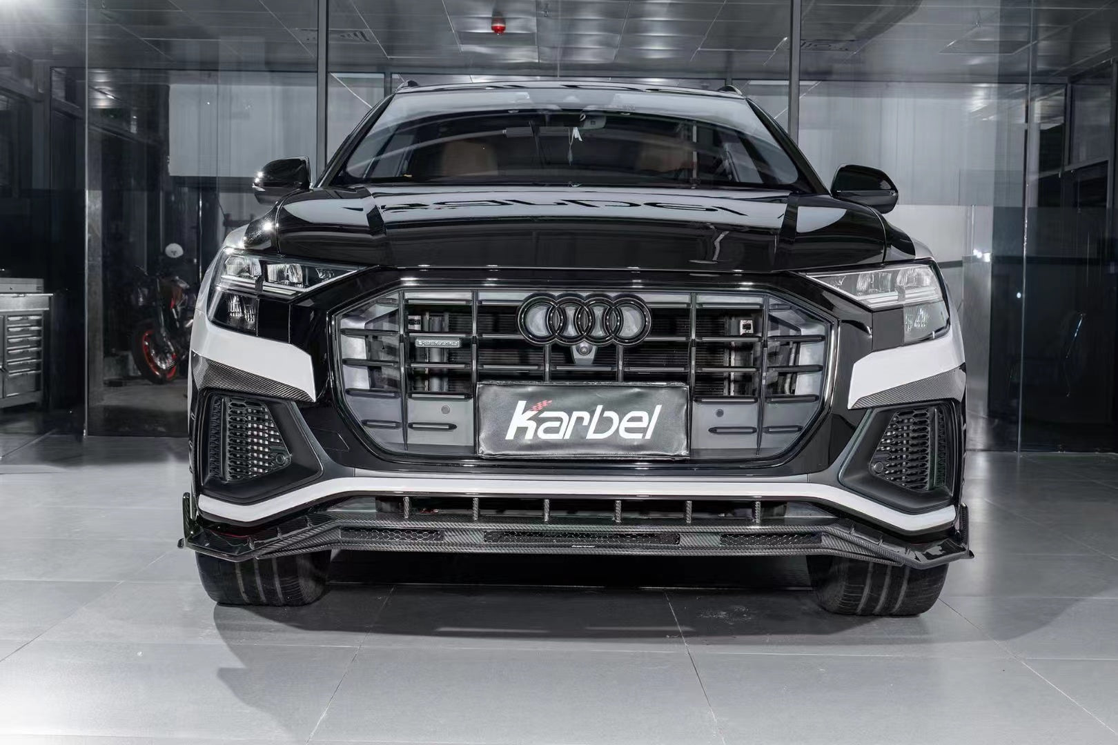 Karbel Carbon Pre-preg Carbon Fiber Front Lip Splitter For Audi SQ8 Q8 S-line 2020-2022