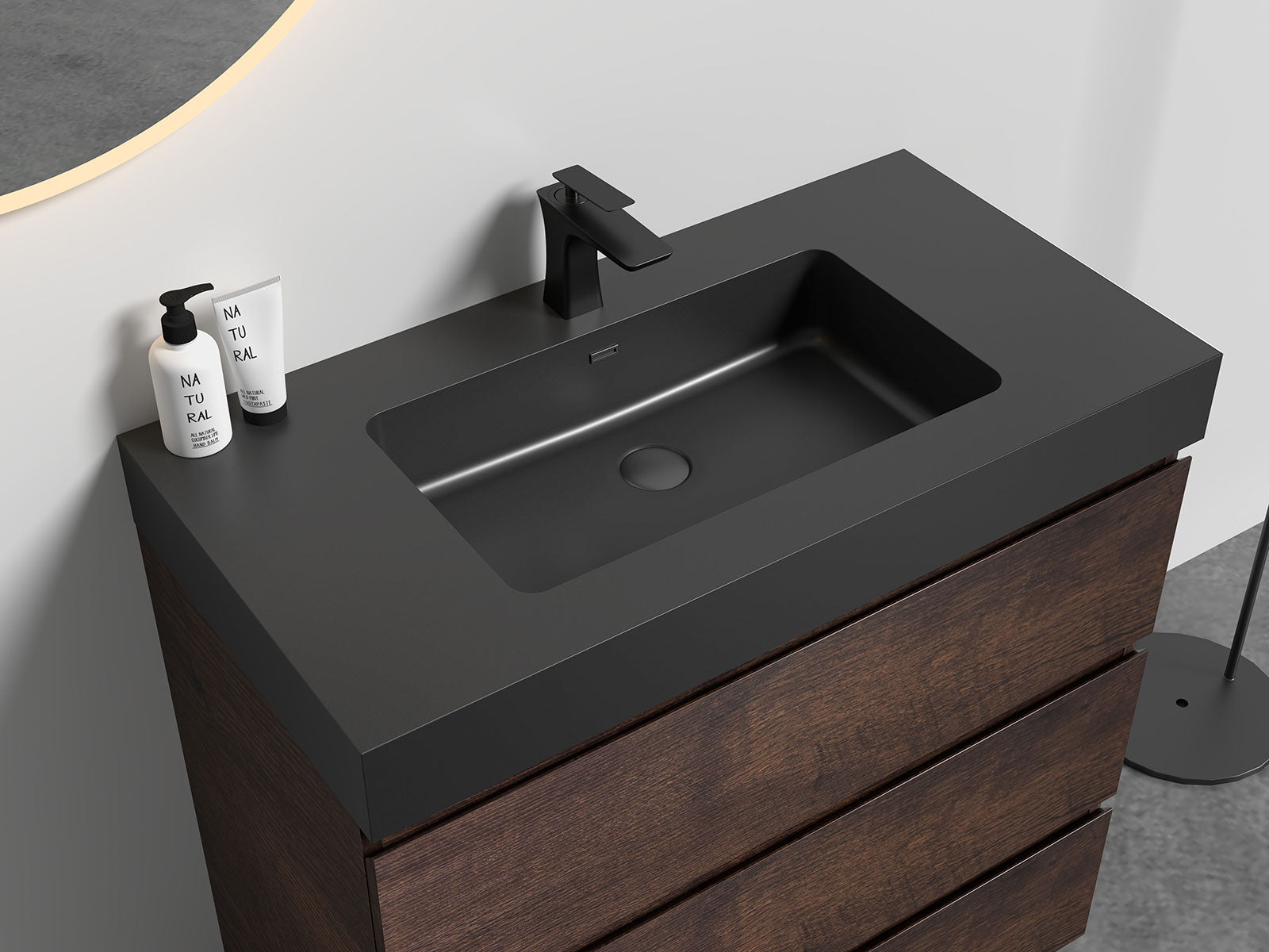 matt black integrated vanity sink