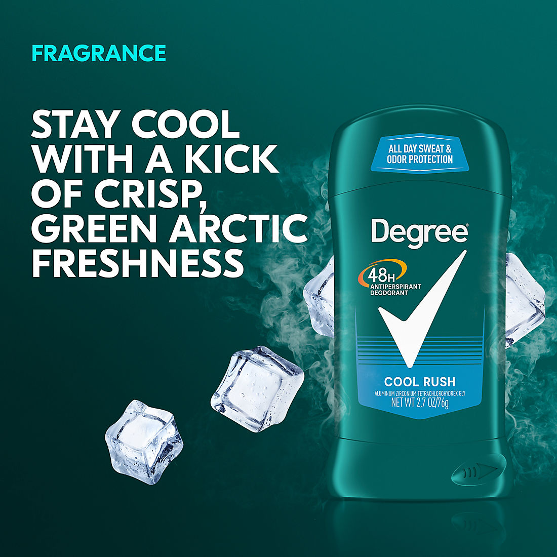 Men Antiperspirant Deodorant 48-Hour Odor Protection Cool Rush Mens Deodorant Stick 2.7 oz, Pack of 6