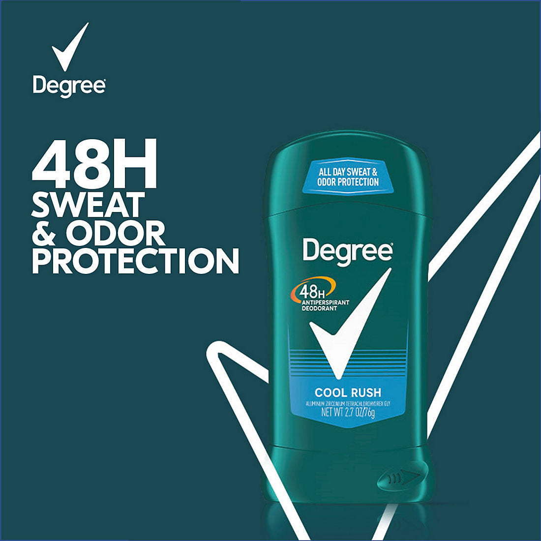 Men Antiperspirant Deodorant 48-Hour Odor Protection Cool Rush Mens Deodorant Stick 2.7 oz, Pack of 6